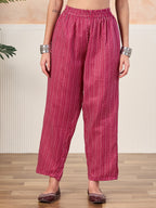 VASVI Cotton Floral Printed Straight Kurta Pant with Dupatta, Pink
