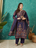VASVI Viscose Printed Adda Work Straight Kurta Pant with Dupatta, Blue
