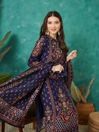 VASVI Viscose Printed Adda Work Straight Kurta Pant with Dupatta, Blue