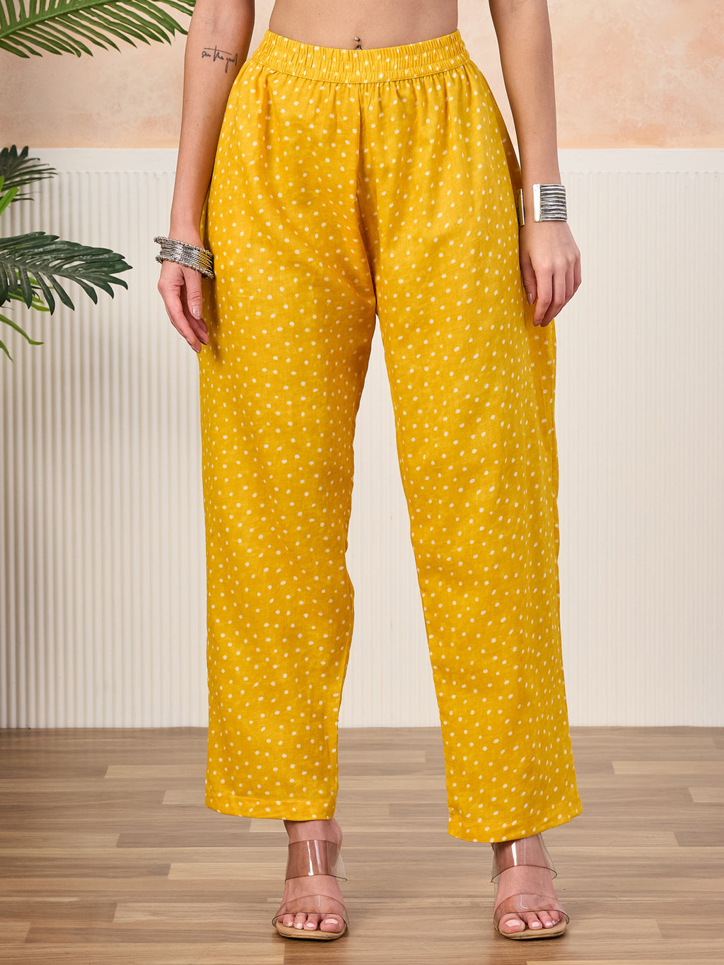VASVI Cotton Printed Embroidered Yoke Straight Kurta Pant with Dupatta, Yellow