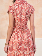 VASVI Cotton Printed Midi Dress, Orange