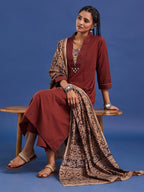 VASVI Cotton Straight Kurta & Trousers With Dupatta