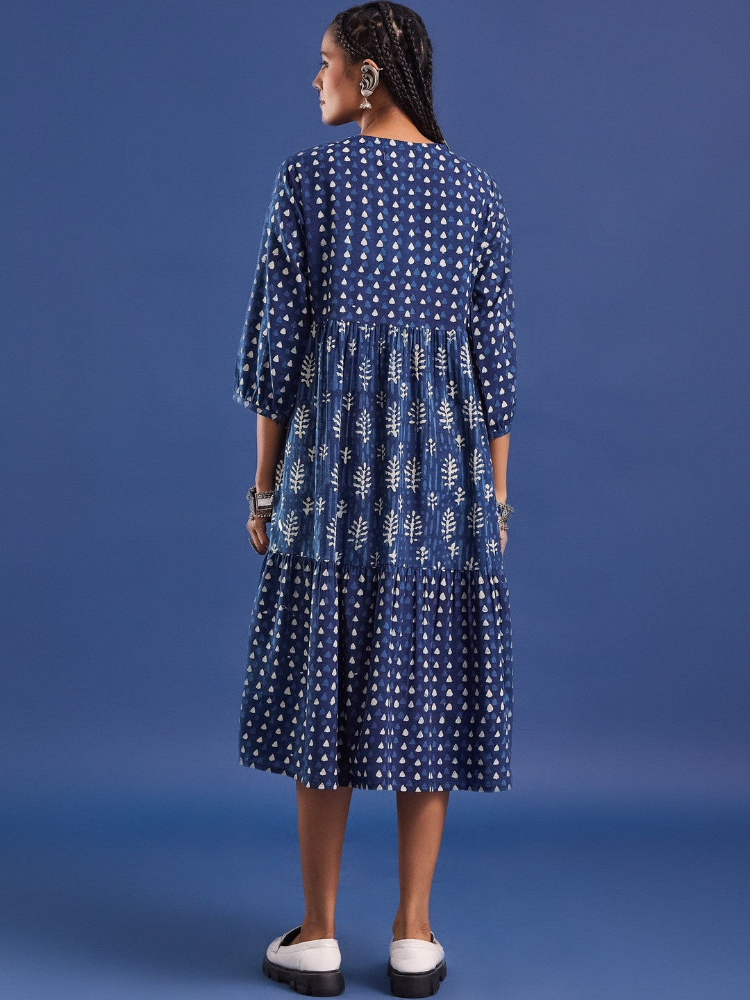 VASVI Women Printed Cotton Fit & Flared Dress