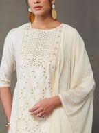 VASVI Women Ethnic Motifs Embroidered Regular Sequinned Kurta with Patiala & With Dupatta