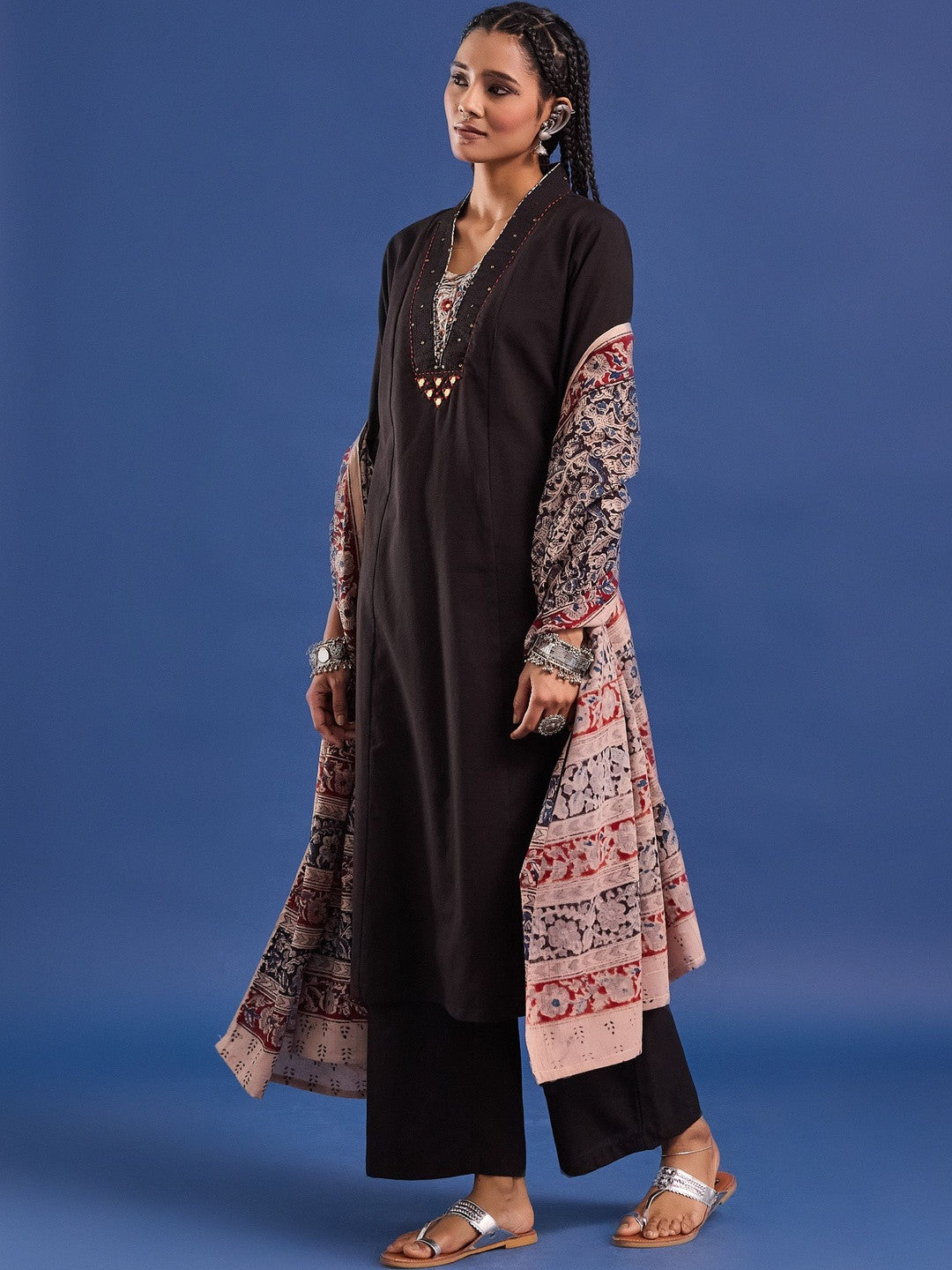 VASVI Women Pure Cotton Straight Kurta Trousers With Dupatta