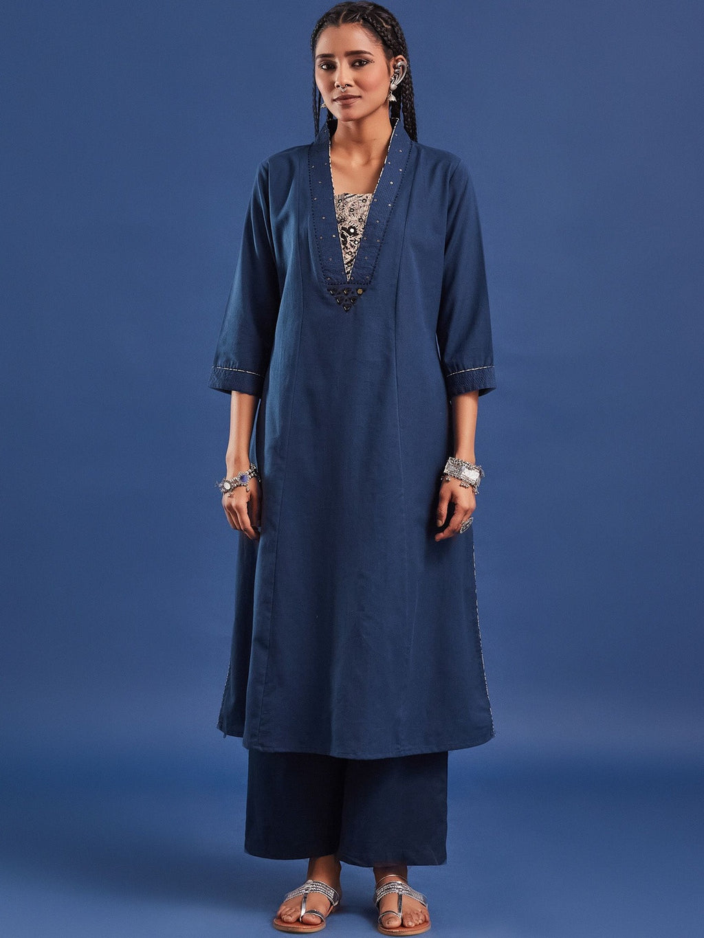 VASVI Women Pure Cotton Straight Kurta Trousers With Dupatta