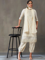 VASVI Women Ethnic Motifs Embroidered Regular Sequinned Kurta with Patiala & With Dupatta