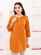 VASVI Women Cotton Floral Printed Top, Brown