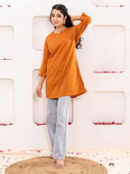VASVI Women Cotton Floral Printed Top, Brown