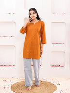 VASVI Women Cotton Floral Printed Top, Brown