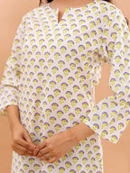 VASVI Women Cotton Floral Printed Top, Green