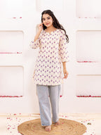 VASVI Women Cotton Floral Printed Top, Purple