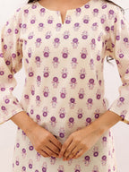 VASVI Women Cotton Floral Printed Top, Purple