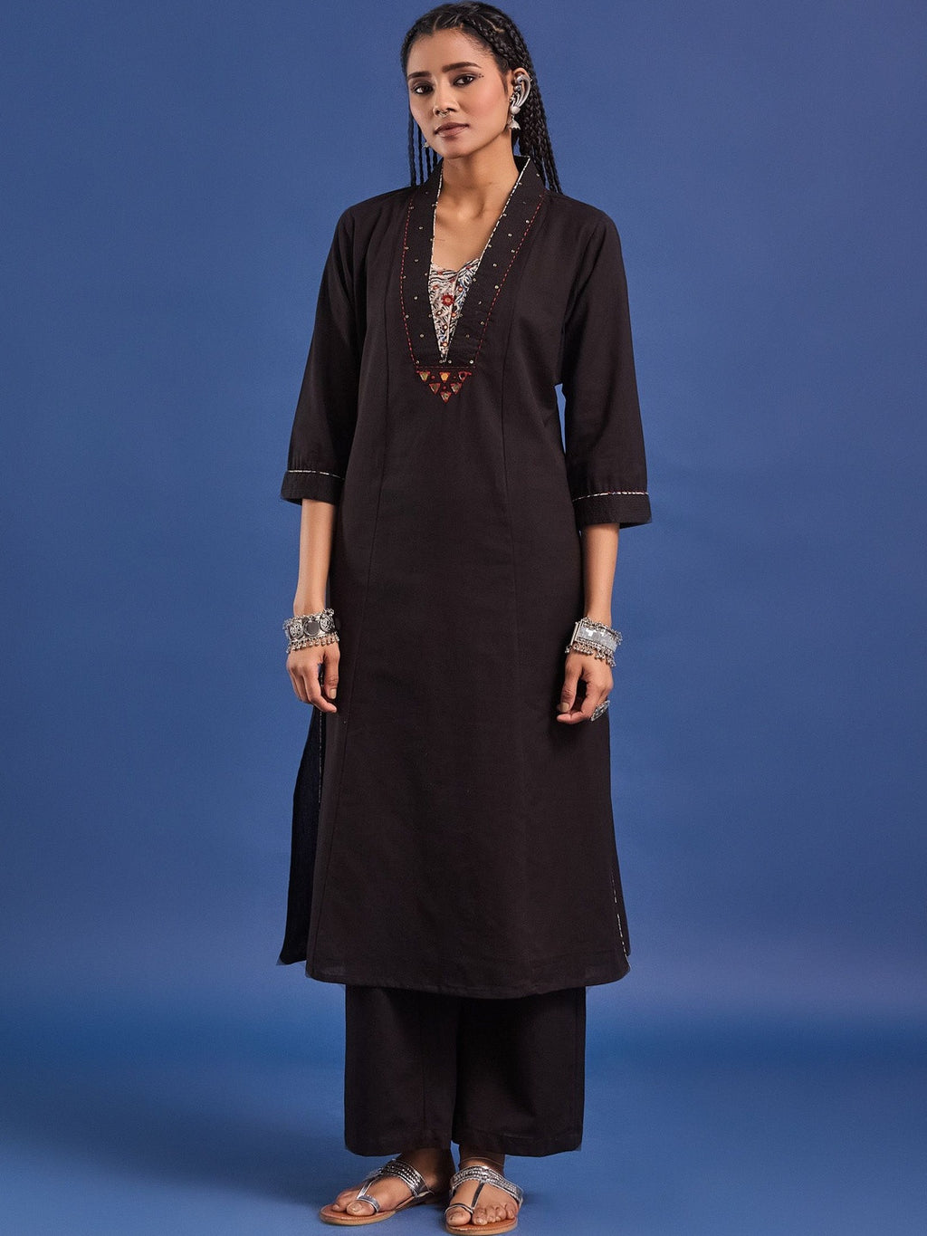 VASVI Women Pure Cotton Straight Kurta Trousers With Dupatta