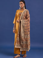 VASVI Hand Block Printed Cotton Straight Kurta & Trousers With Dupatta