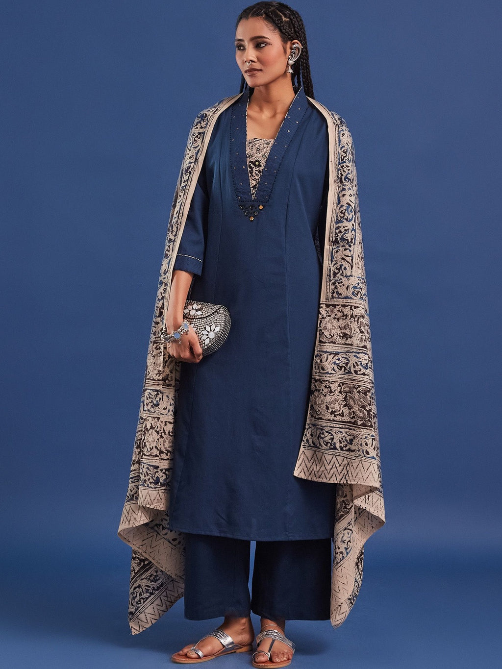 VASVI Women Pure Cotton Straight Kurta Trousers With Dupatta
