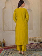 VASVI Women Ethnic Motifs Embroidered Thread Work Chanderi Silk Kurta with Trousers & With Dupatta