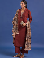 VASVI Cotton Straight Kurta & Trousers With Dupatta