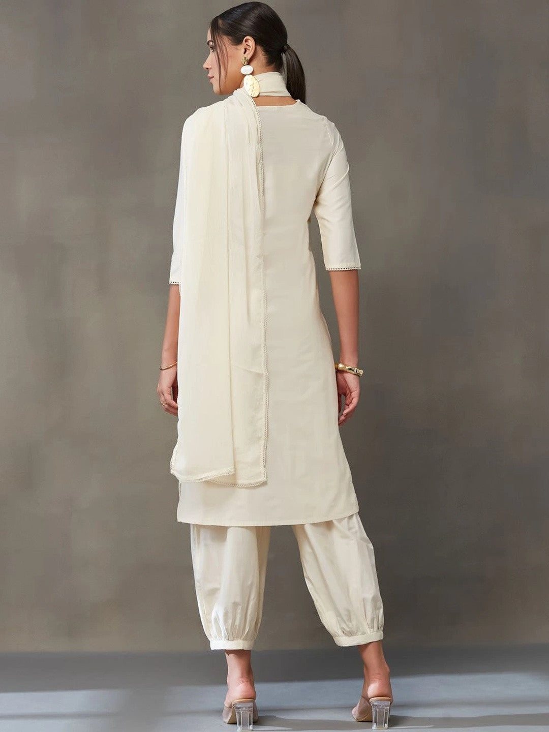 VASVI Women Ethnic Motifs Embroidered Regular Sequinned Kurta with Patiala & With Dupatta