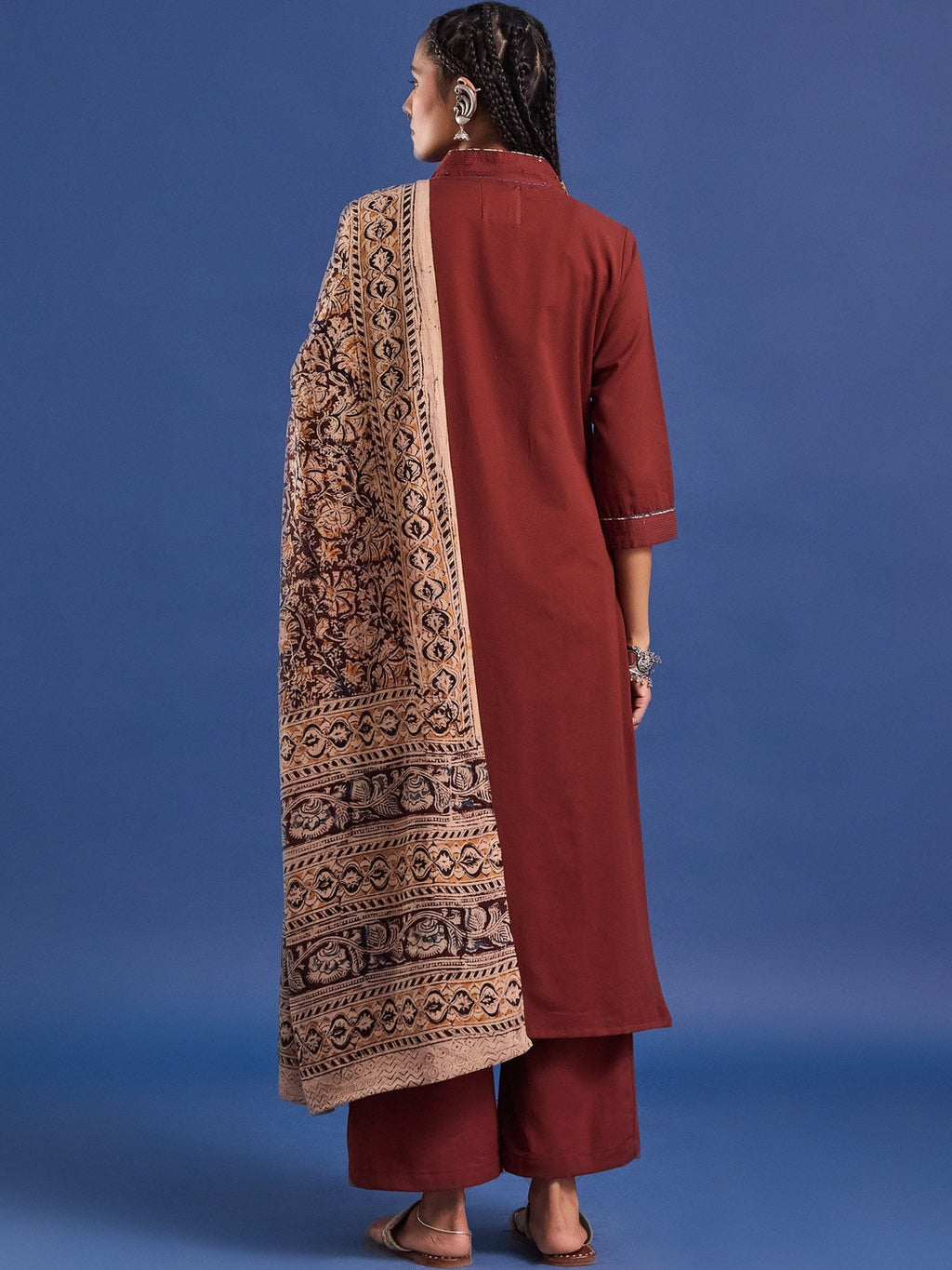VASVI Cotton Straight Kurta & Trousers With Dupatta