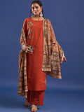 VASVI Women Hand Block Printed Pure Cotton Straight Kurta Trousers With Dupatta
