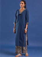 VASVI Women Pure Cotton Straight Kurta With Trousers