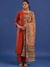 VASVI Women Hand Block Printed Pure Cotton Straight Kurta Trousers With Dupatta