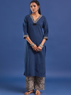 VASVI Women Pure Cotton Straight Kurta With Trousers
